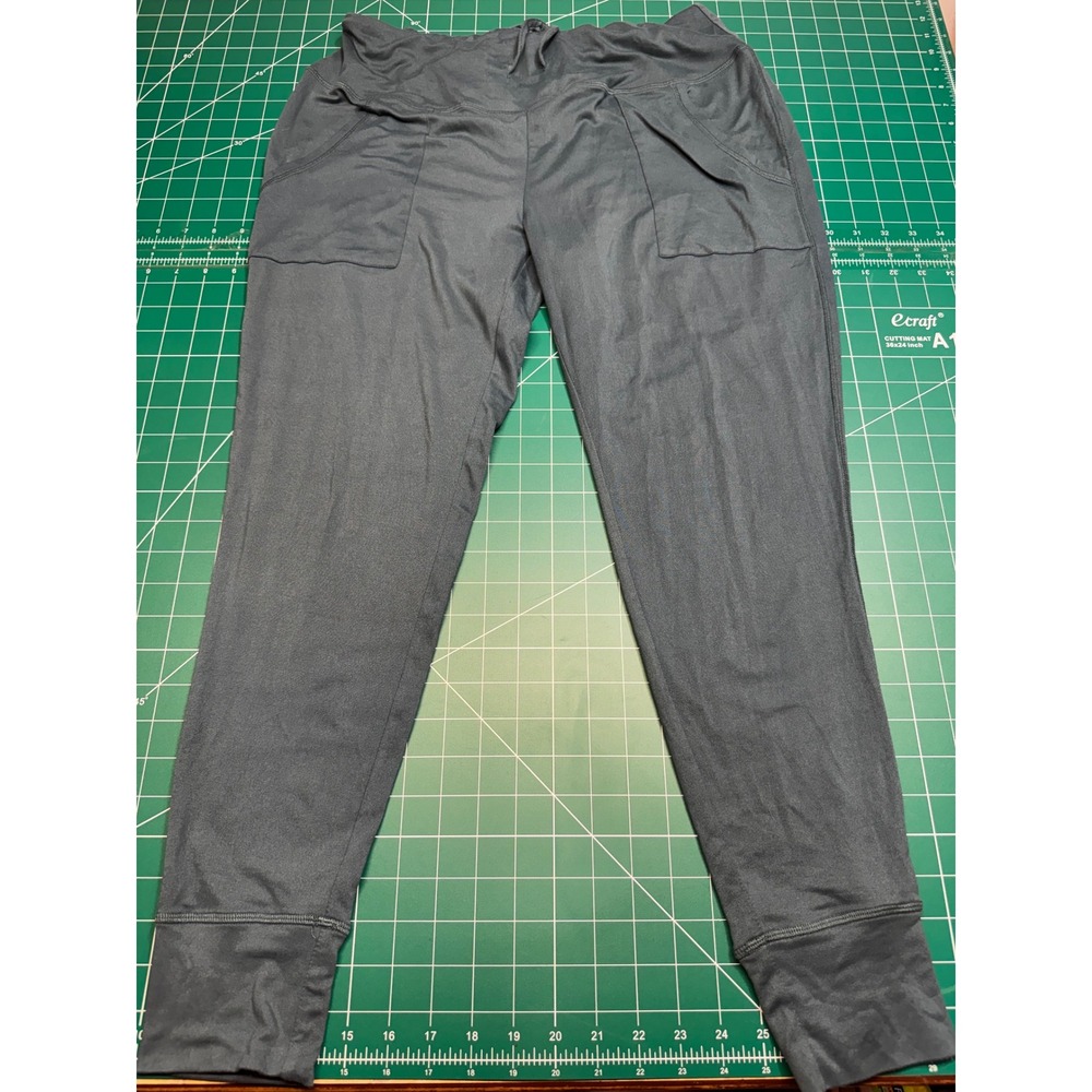 Grace & Lace Womens Large Blue Gray Jogger Pants Drawstring Pockets Lounge L